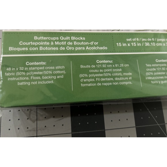 BUCILLA Stamped Cross Stitch Kit 46065 BUTTERCUPS QUILT BLOCKS KIT NEW - Picture 6 of 11